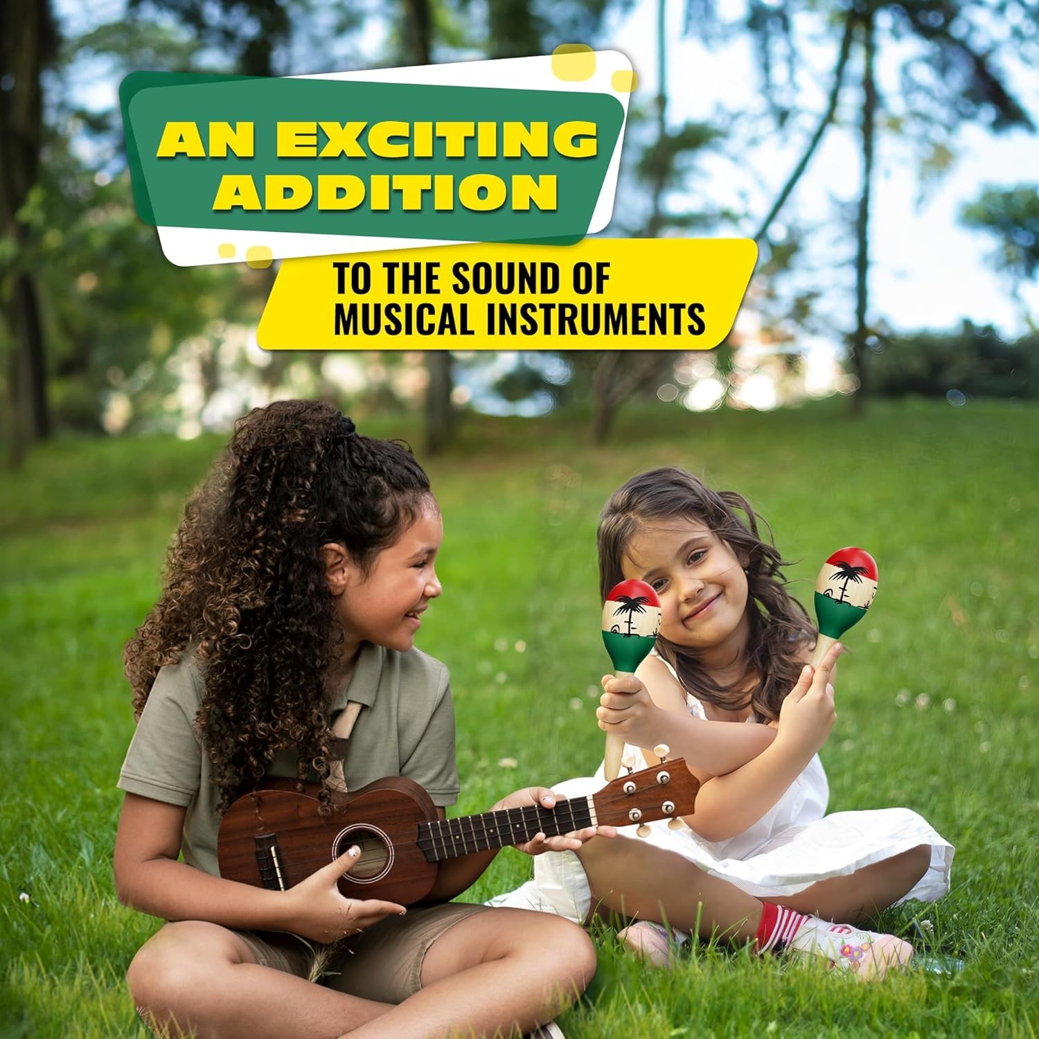 2 Pcs Large Wooden Maracas for Adults - 9.6” Durable Percussion Colorful 