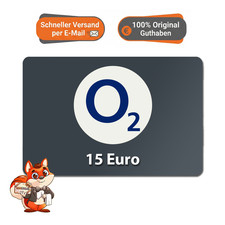 O2 15&euro; Euro Digitaler Guthaben Auflade Code Card Geschenk Gutscheincode E-Mail