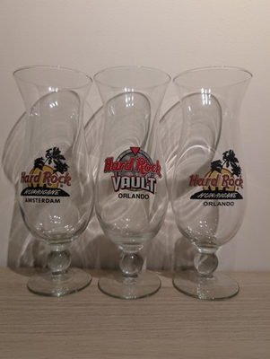 #ad 3 X Vintage Hard Rock Cafe Hurricane Orlando Vault Amsterdam Glasses Retro GBP 16.99