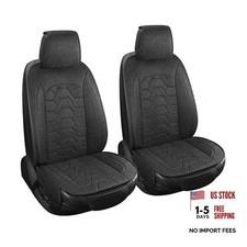Linen car Seat Covers Breathable Cloth Fabric Seat Protector Front seat Black