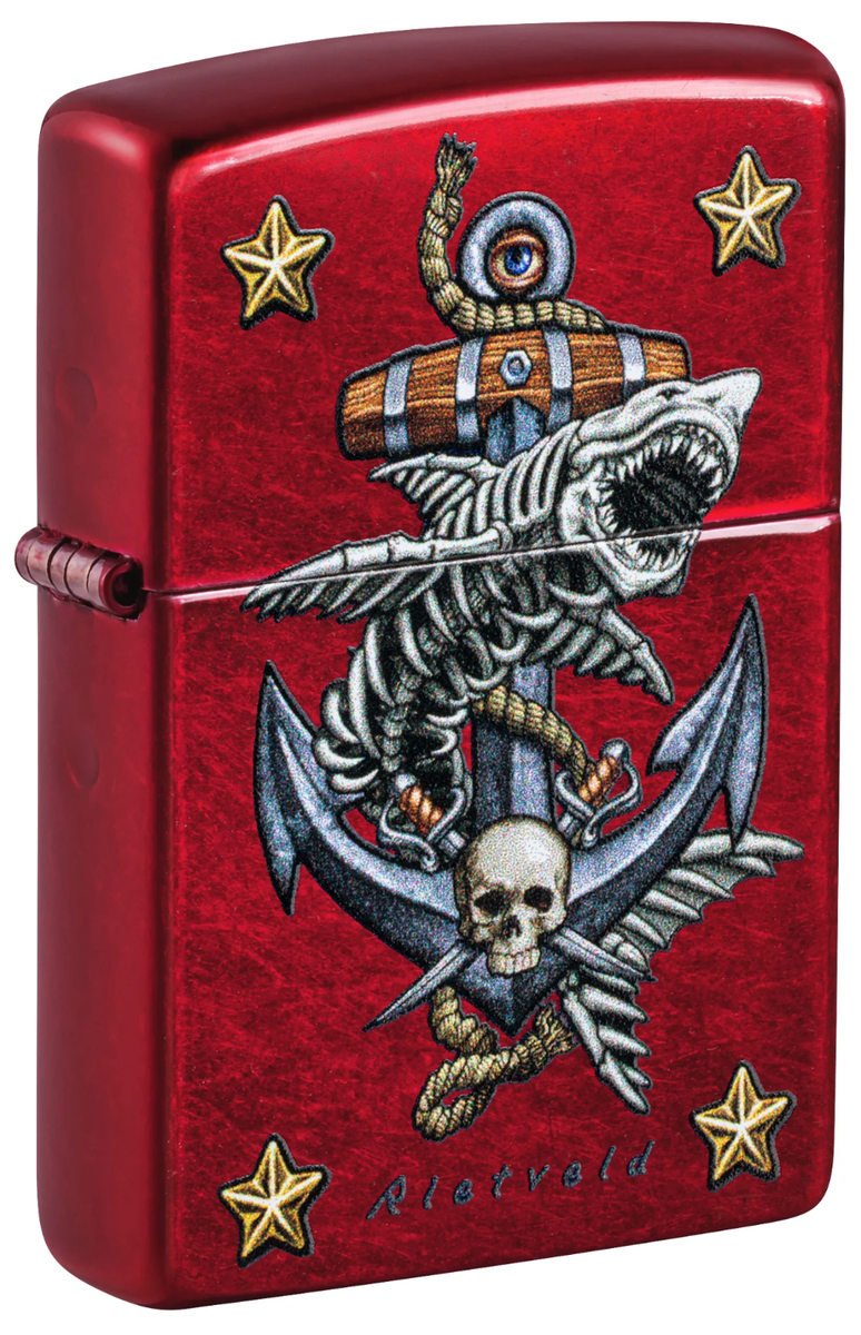 Zippo Windproof Skull, Shark & Anchor Lighter by Rick Rietveld