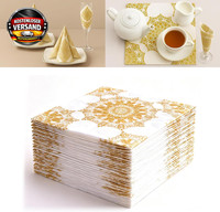 40 StüCk WeißE Und Goldene Blumendruck-Servietten, 33 X 33 Cm, Einweg-Servietten