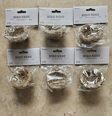Darice Natural Woven Bird Nests 6 PC SET NEW For Crafts 2.5  Diameter Unopened