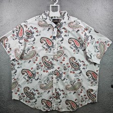 NEW Cremieux Casual Shirt Men 4XB Stretch Paisley Short Sleeve Red Black White