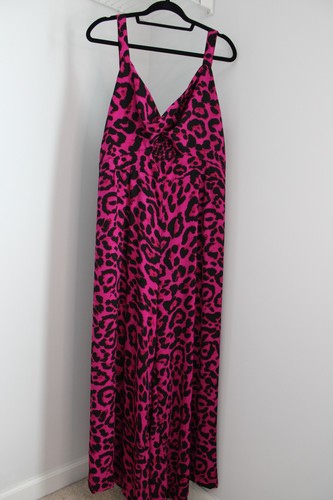 Fuchsia leopard print Shein women's jumper with under bust cutout, size 2X