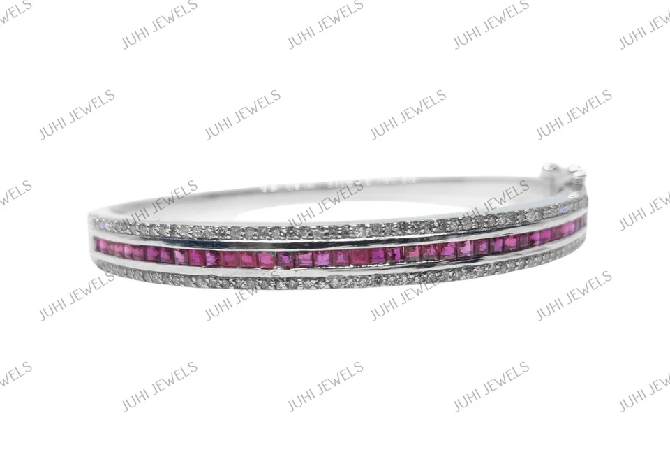 Natural Ruby Bangle Bracelet 925 Silver Ruby Bangle Pink Ruby Bridal Bangles - Image 3 of 4