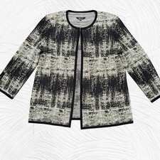 MISOOK Geometric Knit Jacket Size Medium Retro Designer Black Blue Gray