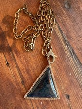 The Woods Jewelry Double Diamond Setting Blue Stone Brass Chain Diamond Clasp