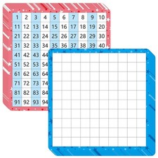 10 Pack Dry Erase Math Hundred Board Card Laminated Double Sided Number 1-100...