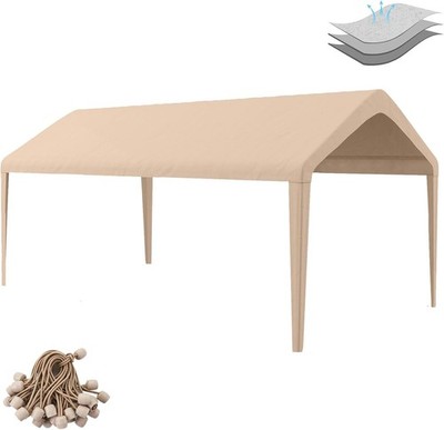 10x20 Carport Replacement Canopy Cover 800D Oxford Light Brown