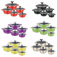 4PCS Non Stick Die Cast Induction Casserole Stockpot Cooking Pan Pot Cookware