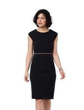 Women's Sheath Dress (Knee Length | Desk-to-Dinner) BLACK Colour