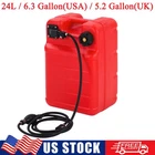 24 L / 6.3 Gallon Boat Fuel Tank Portable Marine Outboard Gas Tank w/ 10 FT Hose