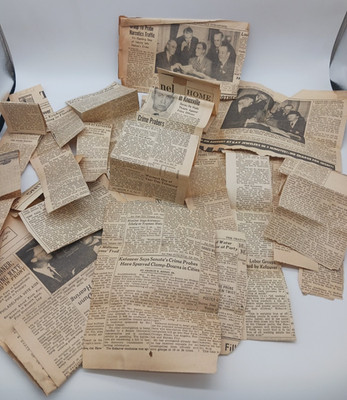 c1950 20+ Estes Kefauver Gangster Mob Crime Hearings Case Newspaper Clippings