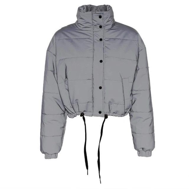 Reflective Cropped Jacket Size Small Grey Zip Up … - image 1