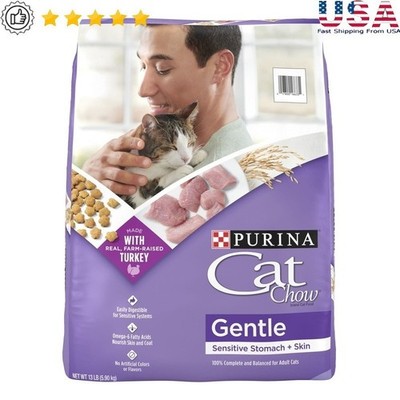 Sensitive Stomach Dry Cat Food Turkey Kibble Digestive Health Skin Support 13lb