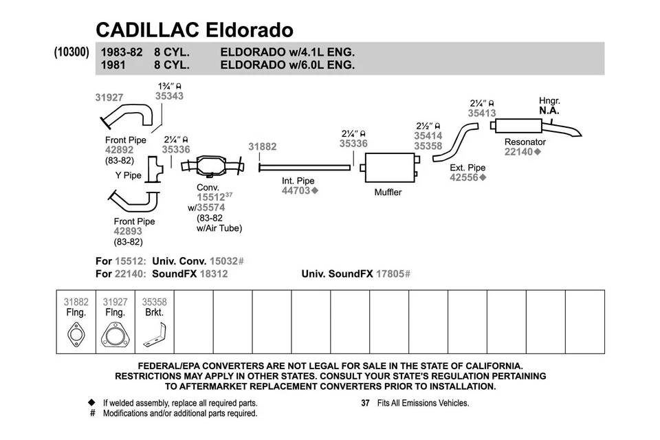 For Cadillac Eldorado 1979-1985 Walker Aluminized Steel Exhaust Extension Pipe Foto 4 de 4