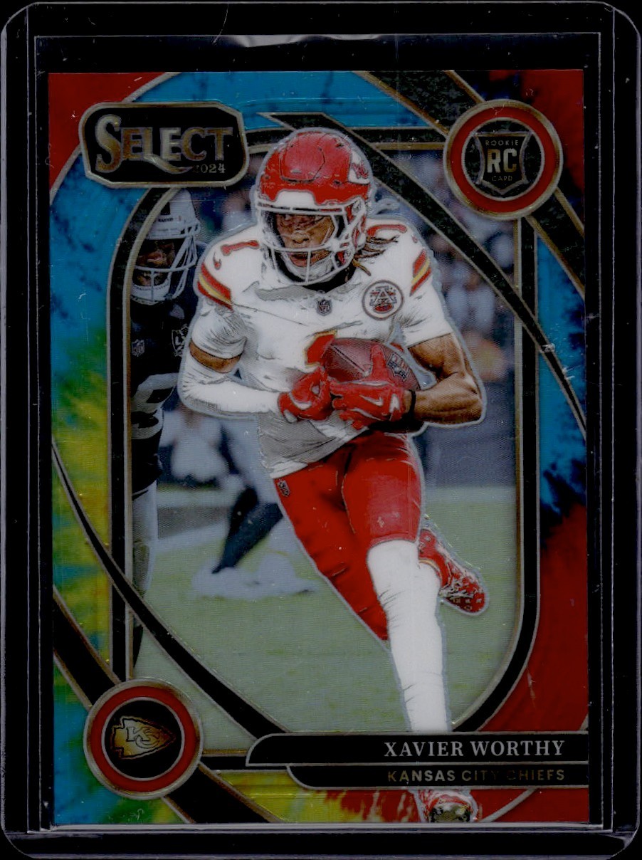 2024 Select Xavier Worthy #224 Club Level Tie-Dye Prizm RC /25