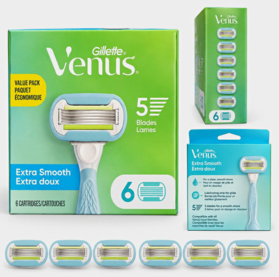 Gillette Venus Extra Smooth 5-Blade Refill Cartridges, Women's Razor, 6 Ct