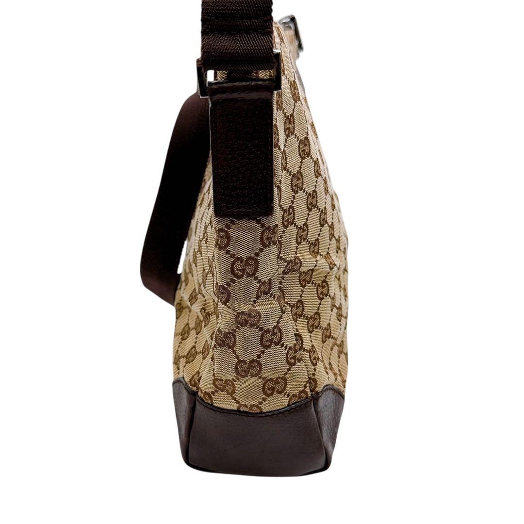 GUCCI GG Canvas Shoulder Bag Brown Leather Trim Authentic Women's Crossbody thumbnail 4