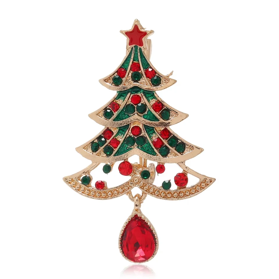 Рождественская елка брошь заколка — хрустальные стразы рождественский зимний праздничный подарок - Изображение 4 из 4