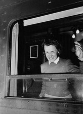 German pilot Hanna Reitsch waving from window of her train carriag- Old Photo