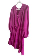 Rails Radiance Magenta Linen Blend Woman’s Size Medium Drawstring Mini Dress