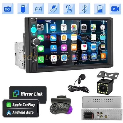 Single 1Din 7'' Touch Screen Stereo Bluetooth Radio Car Apple/Android Carplay GPS