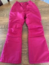 Lands End Girls Squall Ski Pants Waterproof Insulated Iron Knee Pink 12 Slim