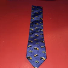 MEN’S JEEP CAR 100% SILK - NO TAG NEVER USED BLUE WITH YELLOW AND GREEN JEEPS