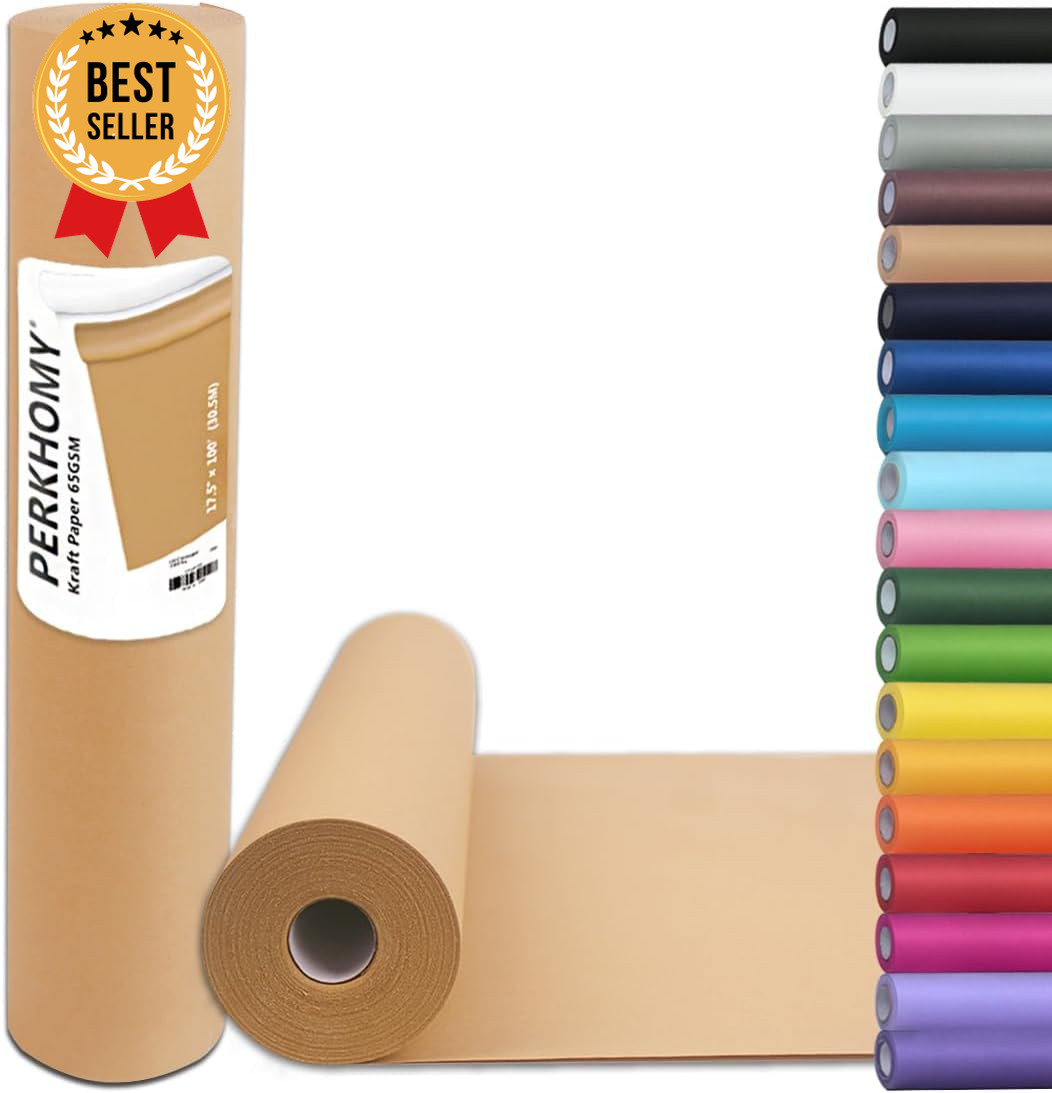 Brown Kraft Paper Roll 17.5"x100' Wrapping Craft Shipping Table Cover 70GSM