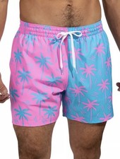 Chubbies Swim Shorts The Prince of Prints Pink Blue Palm Tree 5.5 Size Large