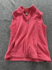 LL Bean Women Pink Full Zip Fleece Vest Size XL (Model #259068)