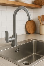 GRAPHITE KITCHEN FACILITY SWIVEL COUNTERTOP SINK TAP SINGLE LEVER