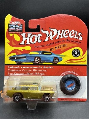 1993 Hot Wheels OLIVE GREEN CLASSIC NOMAD 25th Anniversary w BUTTON
