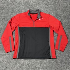 Nike Golf Therma-FIT Pullover Mens Medium Red Black Quarter Zip Thermal Shirt