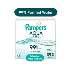 Pampers Aqua Pure Baby Wipes Unscented, 7-Pack, 392 Total Count