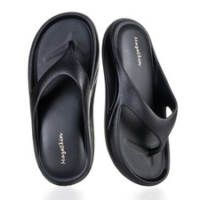 Quick-Dry Lightweight Thick Cushioned Flip Flops for 8, Black