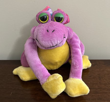 Commonwealth Purple Frog Plush Yellow Pink Bow 1991 Vintage 6"