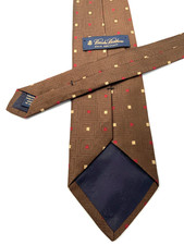 Brooks Brothers VTG MENS Stain Resistant Tie Silk Brown JACQUARD 3.75 x60 USA
