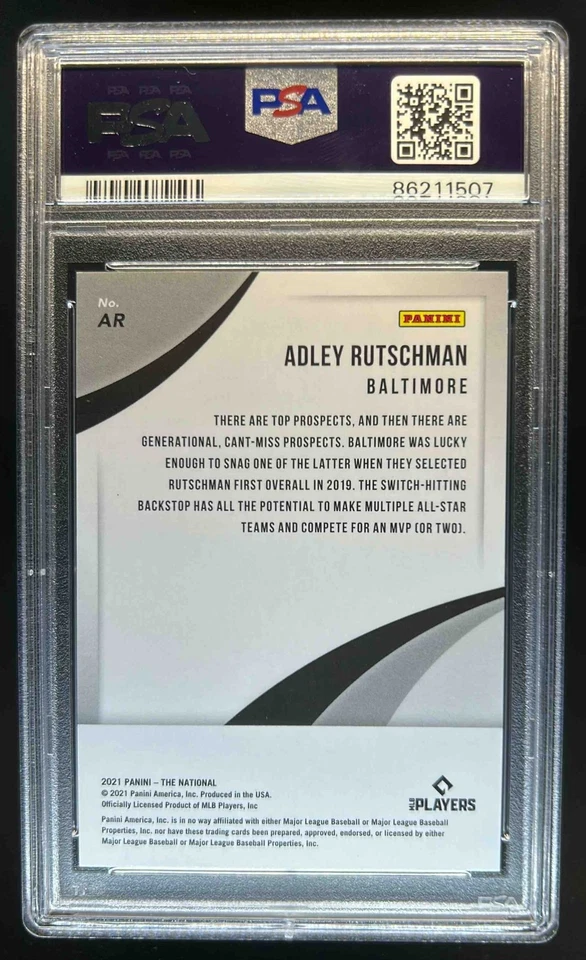 2021 Panini The National Convention Adley Rutschman Prospects #/50 Orioles PSA 9 - Image 2 of 2