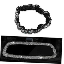 Bling Rear View Mirror Cover, Car Rearview Mirror Elastic 1 PC White