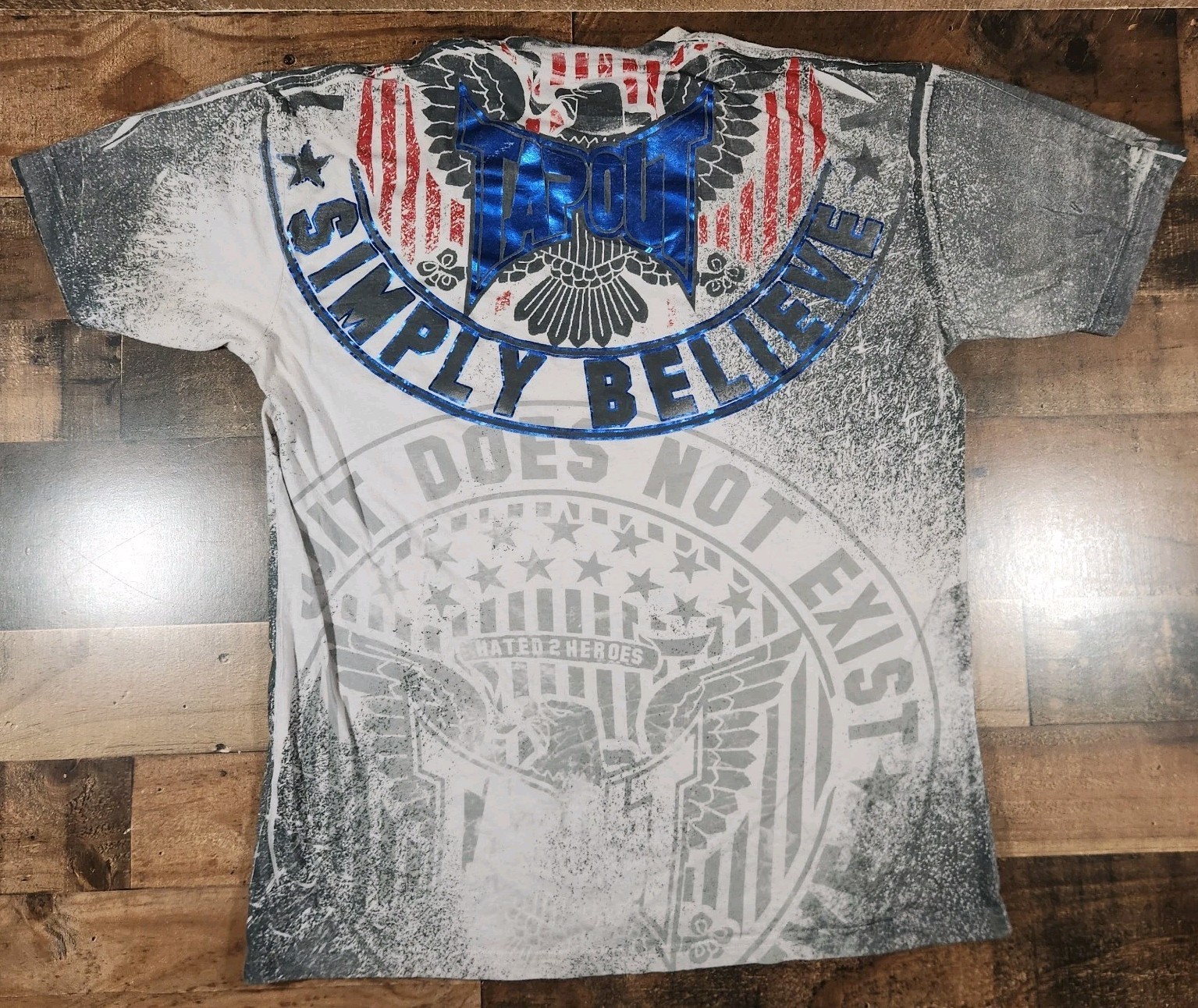 Vintage Tapout Shirt Mens Large Gray Red Blue Y2K MMA UFC Graphic Tee