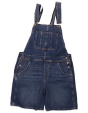 FAT FACE Womens Dungarees Denim Shorts UK 14 Large W34 Navy Blue Cotton BW02