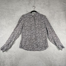 Brooks Brothers Top Womens Size 10 Animal Print 100% Silk Blouse Geometric LS