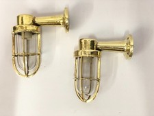 Luxury Brass Ship Wall Lights Pair Marine Cage Coastal Designer Fixture 2PCS