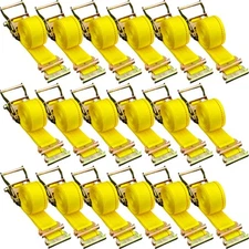 18 Pack E-Track Ratchet 2" x 15' Tie Down Strap 4000 lbs Breaking Strength