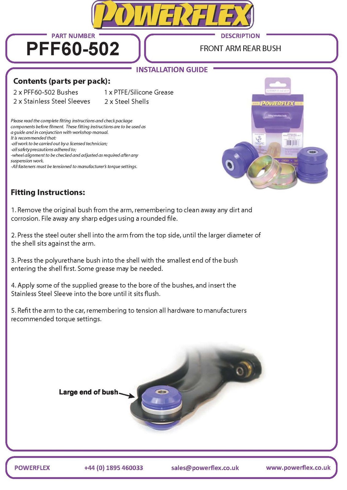 PFF60-502 Powerflex Road Front Arm Rear Bushes