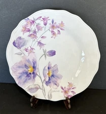 Plates Melamine Cynthia Coulter Purple Flowers 9” Scalloped Edge Set 6