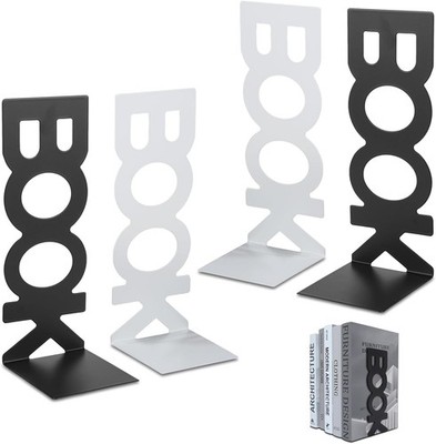 4 Stück Buchstützen Metall,Bücherhalter Bookends,Schwere Buchstütze,L-förmige